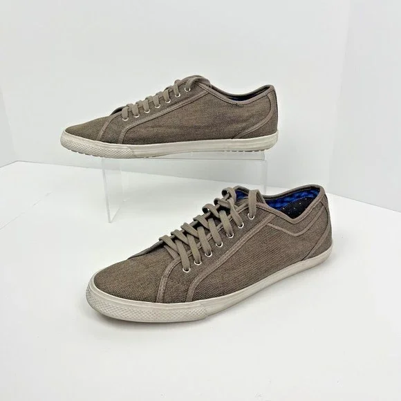 Ben Sherman Chandler Lo Brown Linen Low-Top Sneakers Mens Size 8.5 Lightweight - Picture 1 of 8